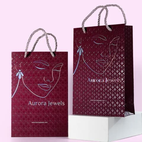 Raised Shiny Foiled Paper Bags Package Printing Dubai
